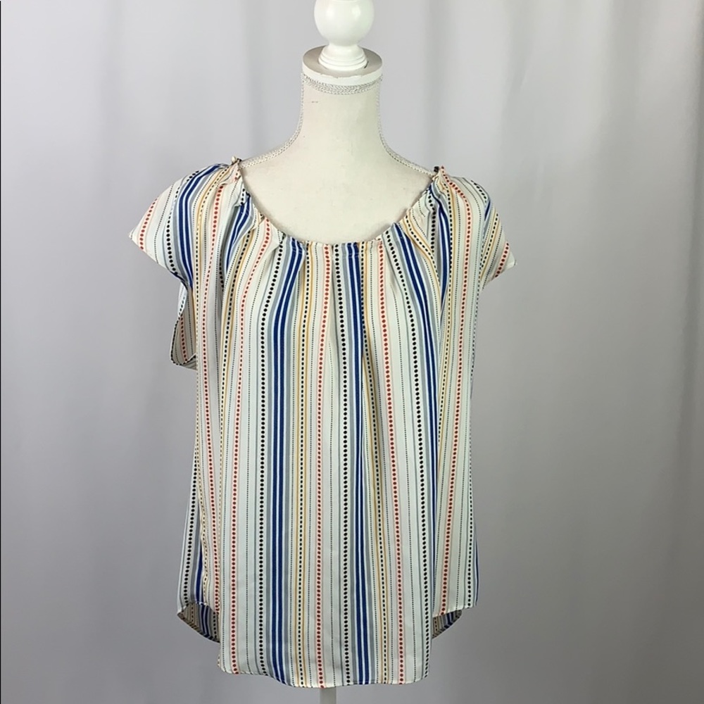 Lauren Conrad EUC striped bow tie back blouse